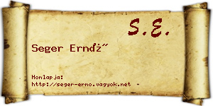 Seger Ernő névjegykártya